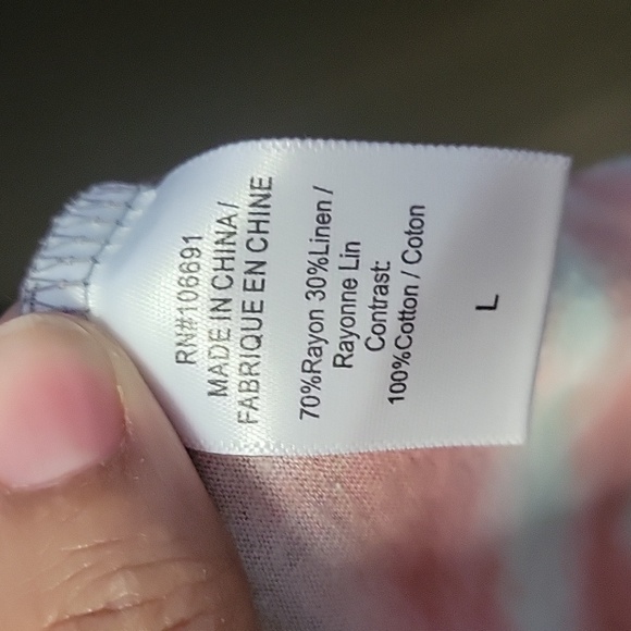 YOUNG FABULOUS & BROKE Loni Button Tee Tie Dye In Sedona In Pink Sz L NWOT - Picture 5 of 5
